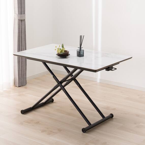 セラミック昇降ダイニングテーブル(DT12075 WH) 1枚目画像