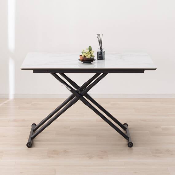 セラミック昇降ダイニングテーブル(DT12075 WH) 2枚目画像