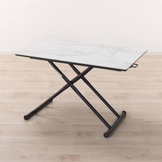 セラミック昇降ダイニングテーブル(DT12075 WH) 3枚目画像