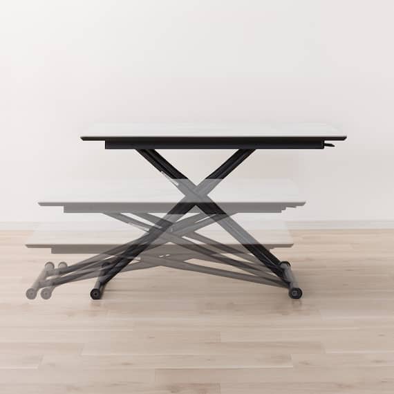 セラミック昇降ダイニングテーブル(DT12075 WH) 5枚目画像