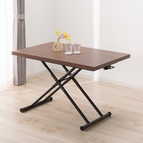 昇降ダイニングテーブル(DT12075 メラミン MBR) 1枚目画像