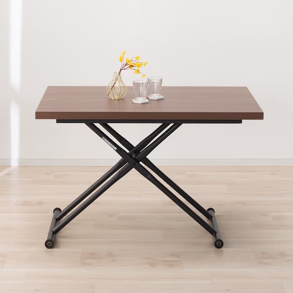 昇降ダイニングテーブル(DT12075 メラミン MBR) 2枚目画像