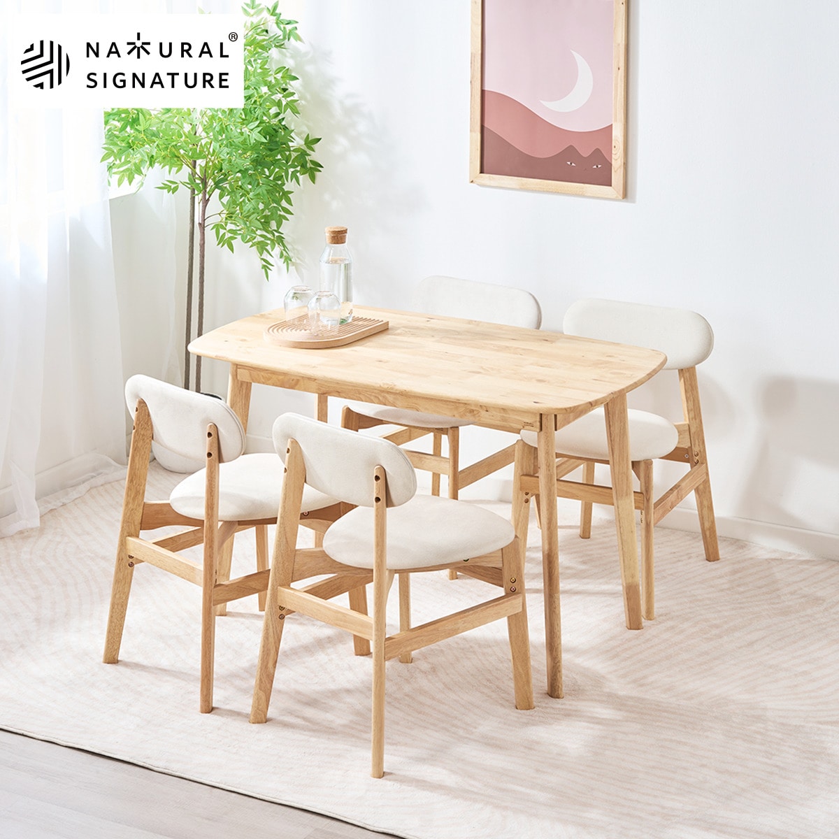 nitoriナチュラル木製ダイニングテーブルとチェアセット NATURAL SIGNATURE】天然木テーブル・チェア5点セット | ニトリネット