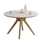 円形メラミン天板テーブル (幅110cm グレー/ナチュラル) 1枚目画像