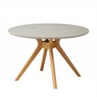 円形メラミン天板テーブル (幅110cm グレー/ナチュラル) 2枚目画像