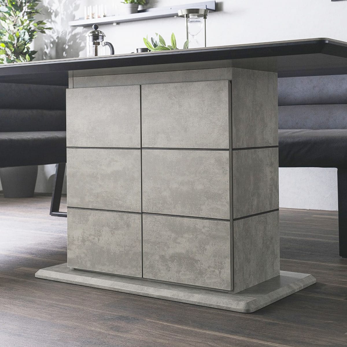 セラミック天板テーブル 収納付き (幅140cm グレー) | ニトリネット