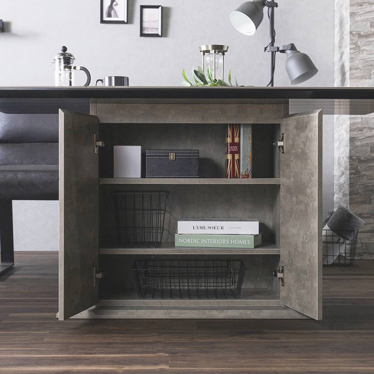 セラミック天板テーブル 収納付き (幅140cm グレー) | ニトリネット