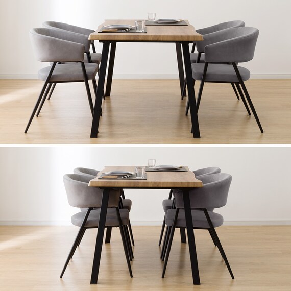 なぐり加工ダイニング5点セット (幅140cm OT01 ダークグレー) 11枚目画像