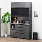 キッチンボード(上置き付き セラミック天板リガーレ140KB BK/BE) 1枚目画像