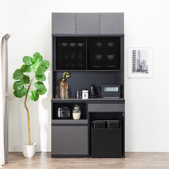 キッチンボード(上置き・ダストワゴン付き セラミック天板リガーレ120KB BK/BK) 14枚目画像