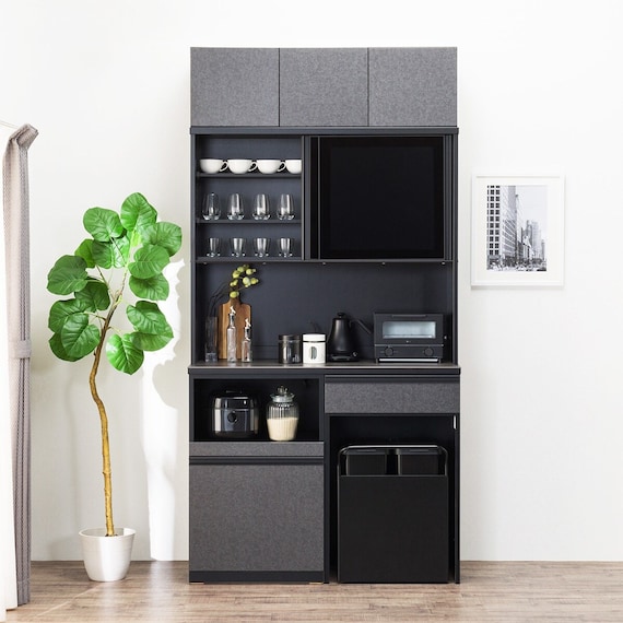 キッチンボード(上置き・ダストワゴン付き セラミック天板リガーレ120KB BK/BK) 15枚目画像