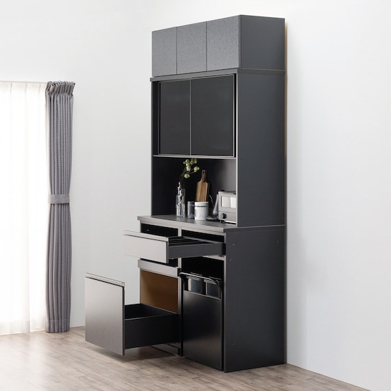 キッチンボード(上置き・ダストワゴン付き セラミック天板リガーレ120KB BK/BK) 16枚目画像