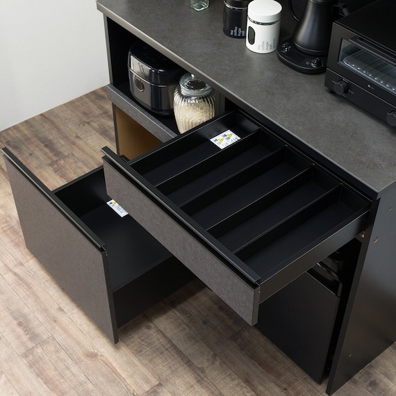 キッチンボード(上置き・ダストワゴン付き セラミック天板リガーレ120KB BK/BK) 17枚目画像