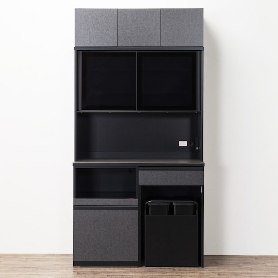 キッチンボード(上置き・ダストワゴン付き セラミック天板リガーレ120KB BK/BK) 18枚目画像