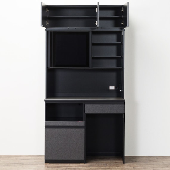 キッチンボード(上置き・ダストワゴン付き セラミック天板リガーレ120KB BK/BK) 19枚目画像