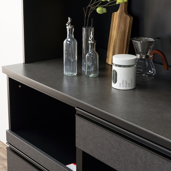 キッチンボード(上置き・ダストワゴン付き セラミック天板リガーレ120KB BK/BK) 32枚目画像