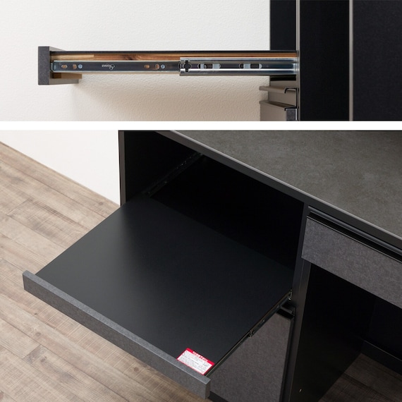 キッチンボード(上置き・ダストワゴン付き セラミック天板リガーレ120KB BK/BK) 33枚目画像