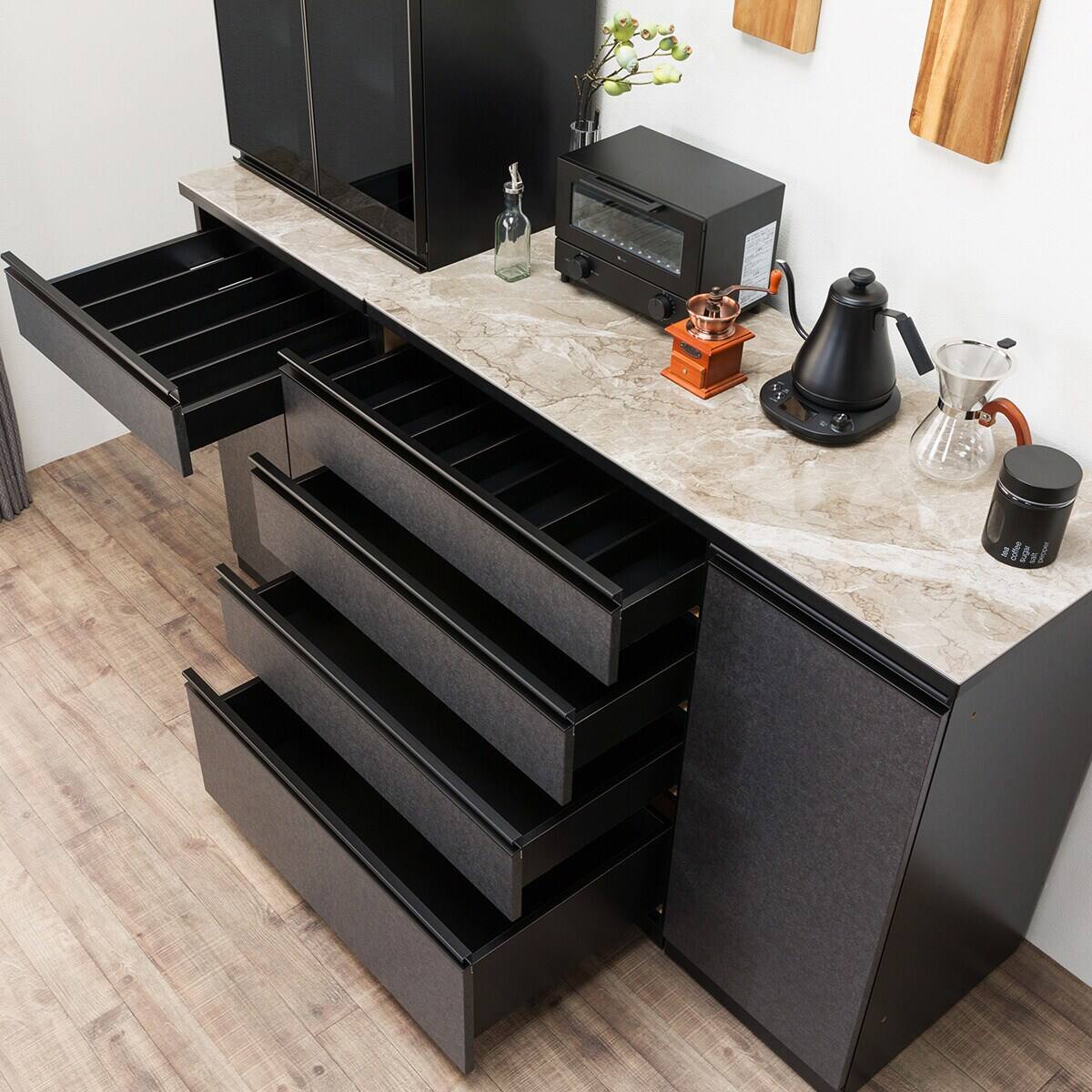 キャビネット・カウンタータイプ(セラミック天板リガーレ60DB BKBE