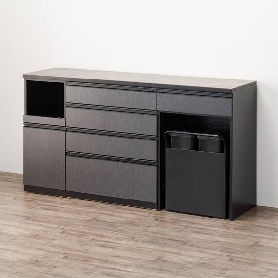 キッチンカウンター(ダストワゴン付き セラミック天板リガーレ180CT BK/BE) 12枚目画像