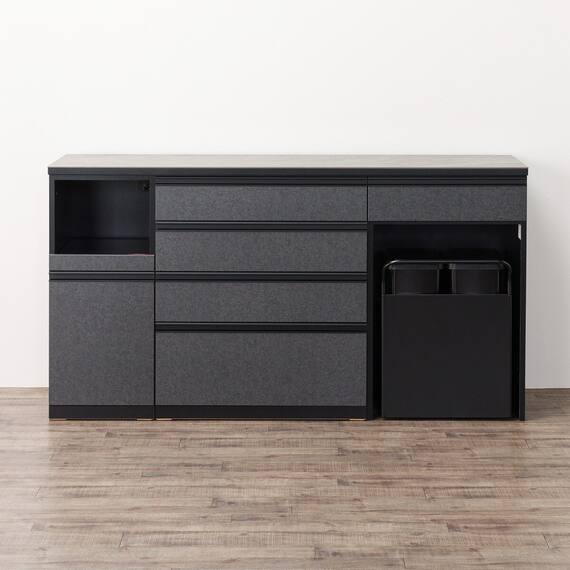 キッチンカウンター(ダストワゴン付き セラミック天板リガーレ180CT BK/BE) 13枚目画像