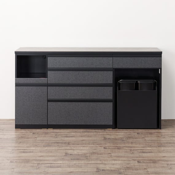 キッチンカウンター(ダストワゴン付き セラミック天板リガーレ180CT BK/BE) 13枚目画像