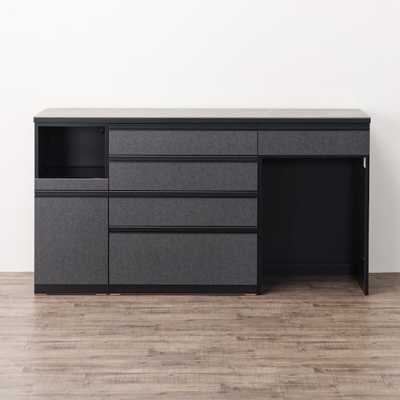 キッチンカウンター(ダストワゴン付き セラミック天板リガーレ180CT BK/BE) 14枚目画像