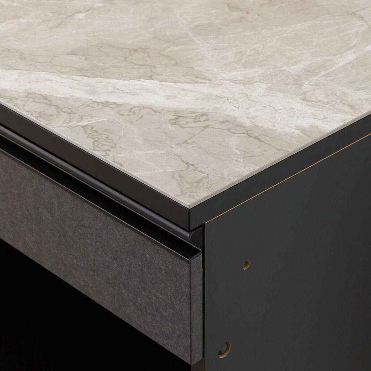 キッチンカウンター(ダストワゴン付き セラミック天板リガーレ180CT BK