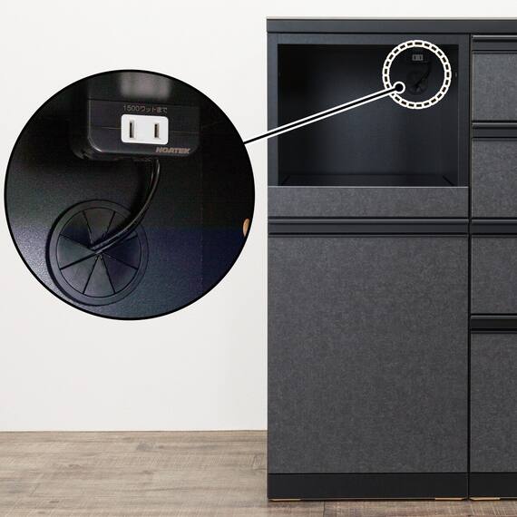 キッチンカウンター(ダストワゴン付き セラミック天板リガーレ180CT BK/BE) 19枚目画像