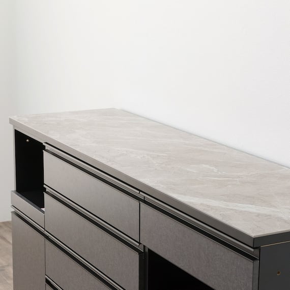 キッチンカウンター(ダストワゴン付き セラミック天板リガーレ180CT BK/BE) 22枚目画像