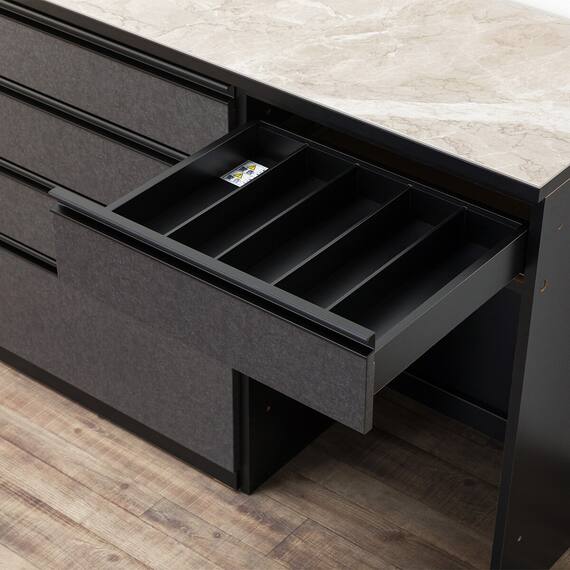 キッチンカウンター(ダストワゴン付き セラミック天板リガーレ180CT BK/BE) 26枚目画像