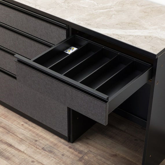 キッチンカウンター(ダストワゴン付き セラミック天板リガーレ180CT BK/BE) 26枚目画像