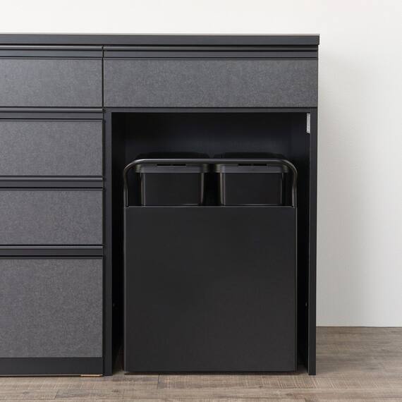 キッチンカウンター(ダストワゴン付き セラミック天板リガーレ180CT BK/BE) 30枚目画像