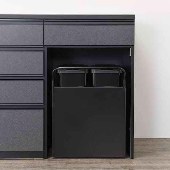 キッチンカウンター(ダストワゴン付き セラミック天板リガーレ180CT BK/BE) 30枚目画像