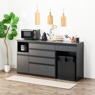 キッチンカウンター（ダストワゴン付き セラミック天板リガーレ180CT BK/BK）【期間限定価格：5/12まで】