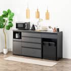 キッチンカウンター(ダストワゴン付き セラミック天板リガーレ180CT BK/BK) 1枚目画像