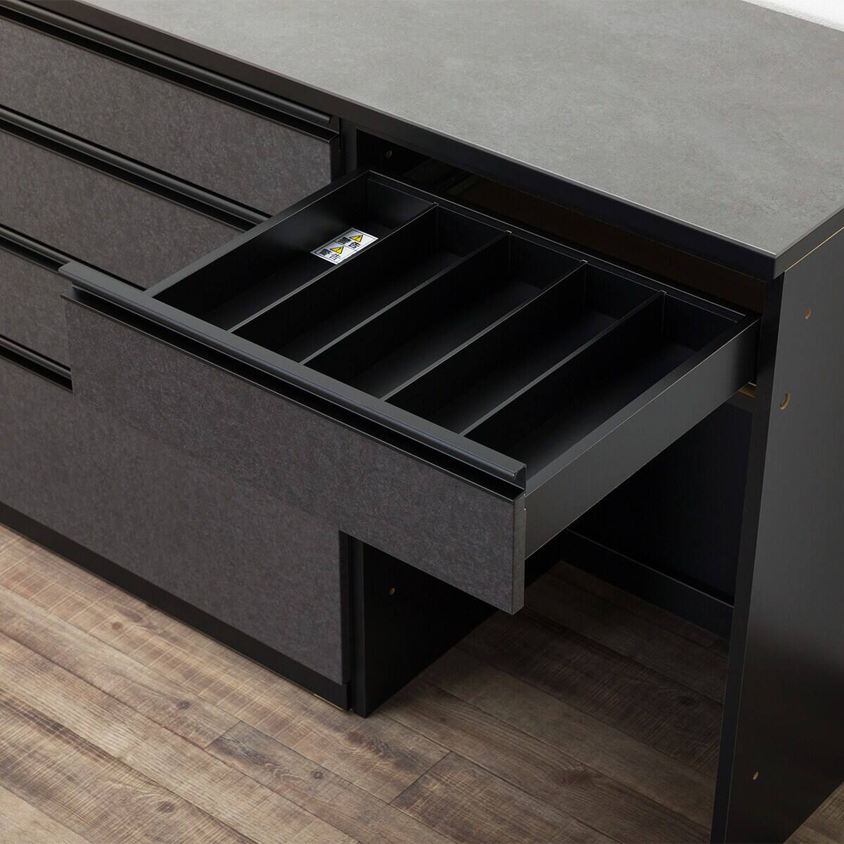 キッチンカウンター(ダストワゴン付き セラミック天板リガーレ180CT BK