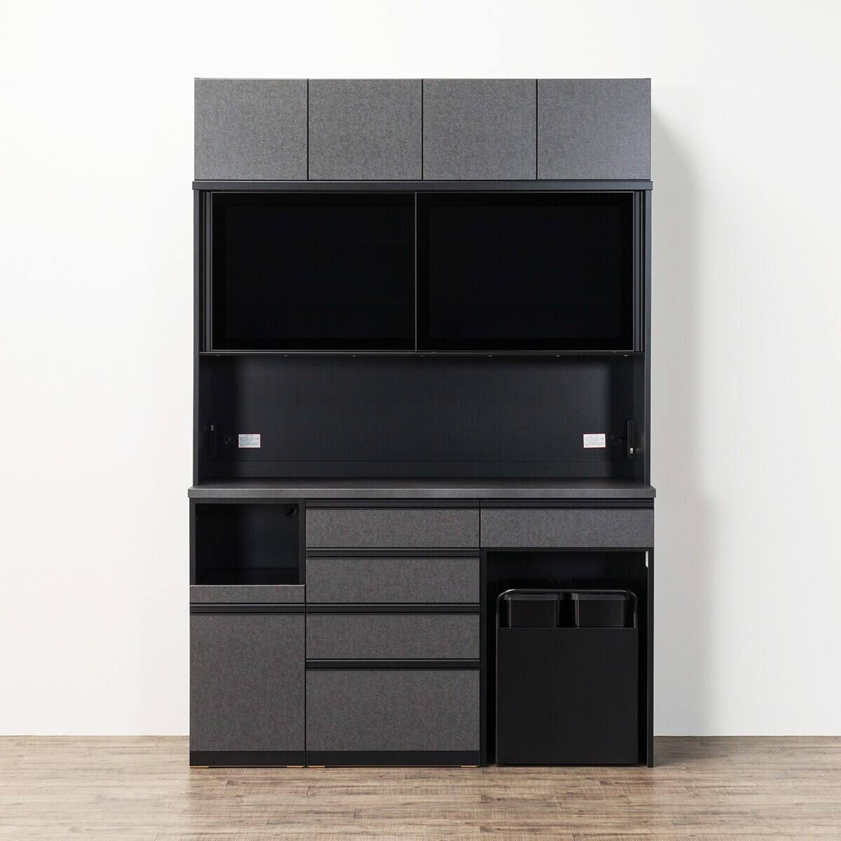 キッチンボード(上置き・ダストワゴン付き リガーレ GH160D50OPCJ GYBK