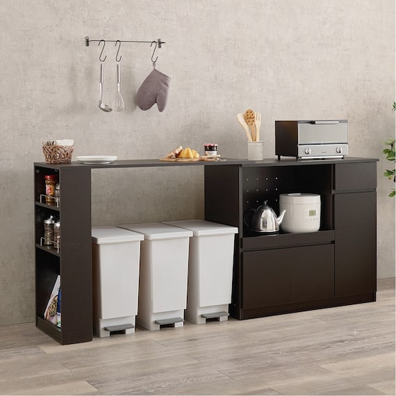 伸縮キッチンカウンター (幅104~178cm DBR) 1枚目画像