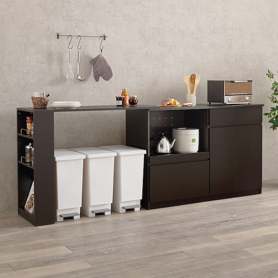 伸縮キッチンカウンター (幅133~207cm DBR) 1枚目画像