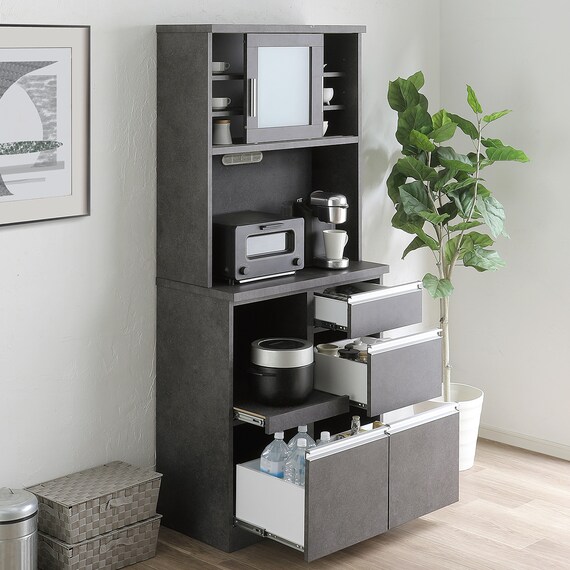 半透明ガラスのキッチンボード (幅80cm GY) 2枚目画像