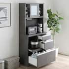 半透明ガラスのキッチンボード (幅80cm GY) 2枚目画像