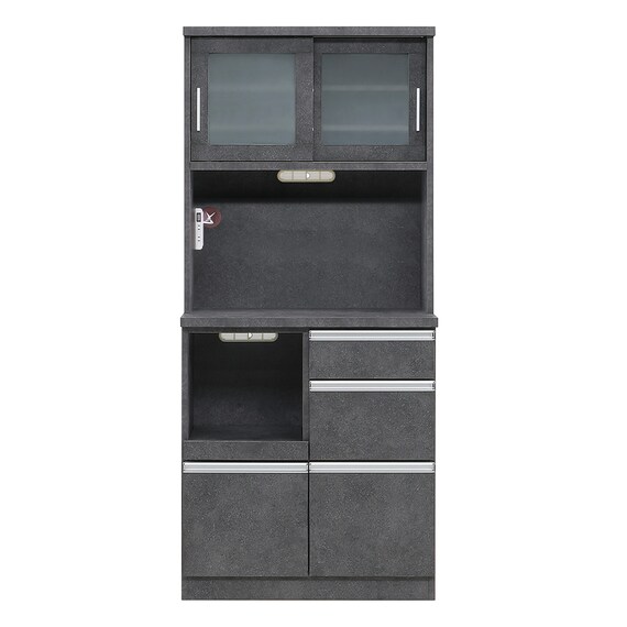 半透明ガラスのキッチンボード (幅80cm GY) 3枚目画像