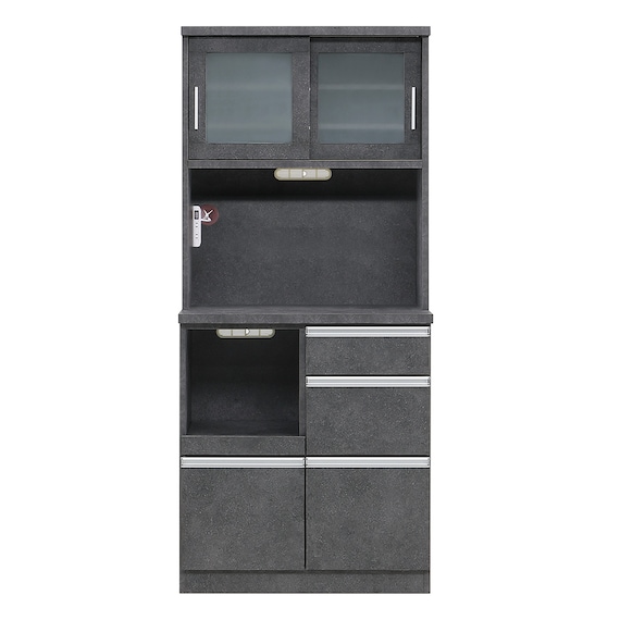 半透明ガラスのキッチンボード (幅80cm GY) 3枚目画像