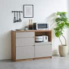 キッチン収納カウンター (幅120cm 引き出し+オープン GY) 1枚目画像