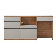 キッチン収納カウンター (幅180cm 引き出し+オープン+ダスト GY)【期間限定価格:11/28~1/5まで】