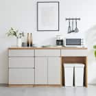 キッチン収納カウンター (幅180cm 引き出し+開き扉+ダスト GY) 1枚目画像