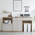 キッチン収納カウンター (幅180cm オープン+開き扉+ダスト GY) 1枚目画像