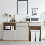 キッチン収納カウンター (幅180cm オープン+開き扉+ダスト)【期間限定価格:11/28~1/5まで】