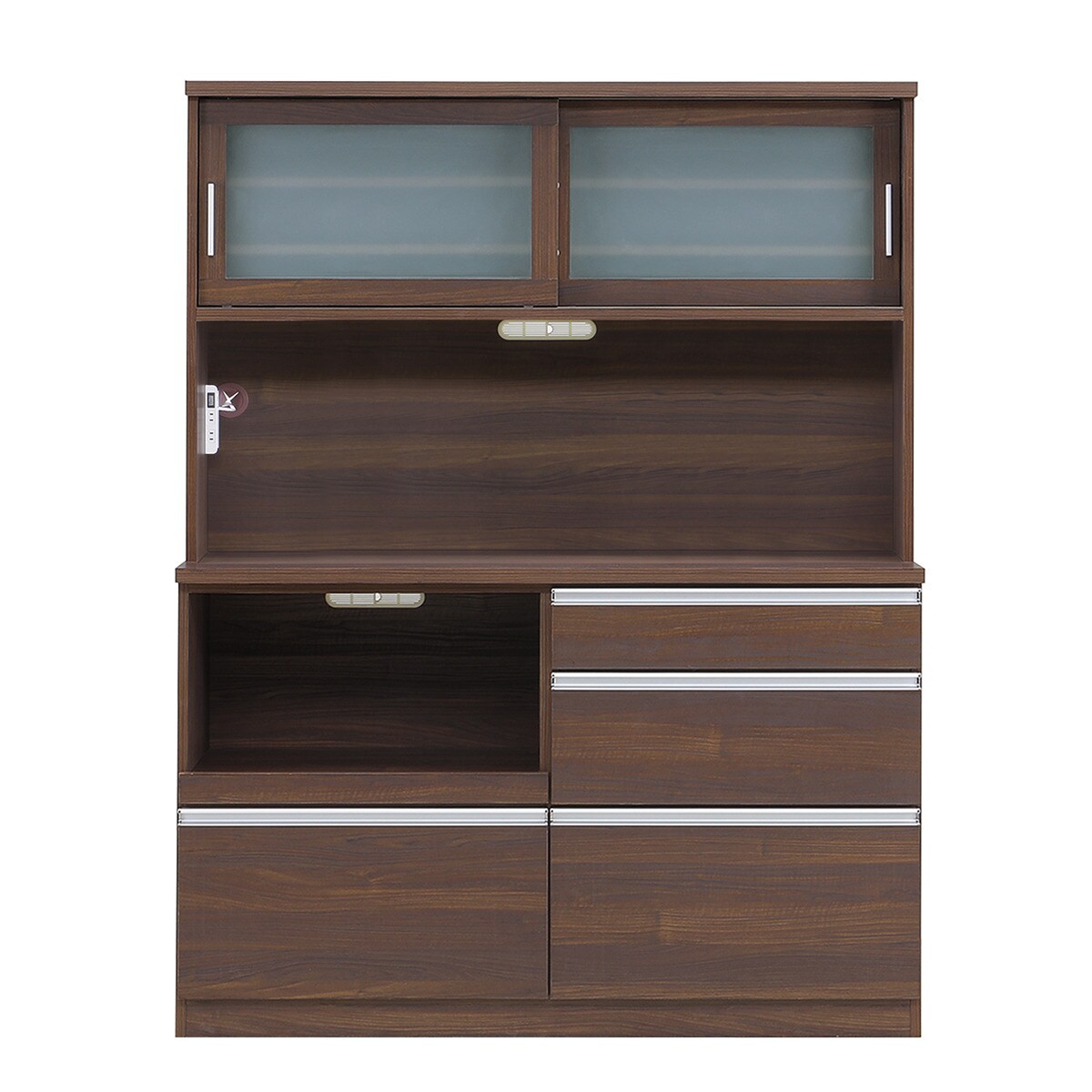 19527 2枚ガラス扉キッチンボード　幅160 NITORI 半透明ガラスのキッチンボード (幅119.5cm GY) | ニトリネット