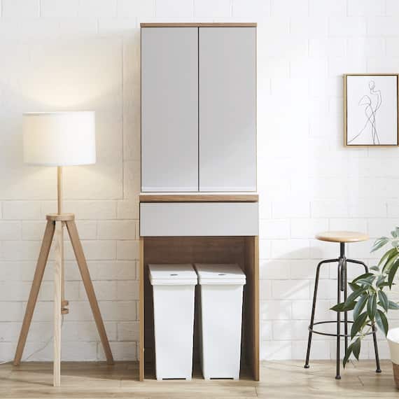 シンプルキッチンボード 60 (上扉 下ダスト対応 GY) 1枚目画像